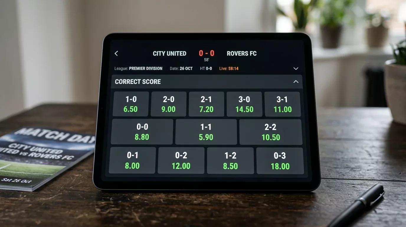 Matriz de cuotas de marcador exacto para un partido de Champions League