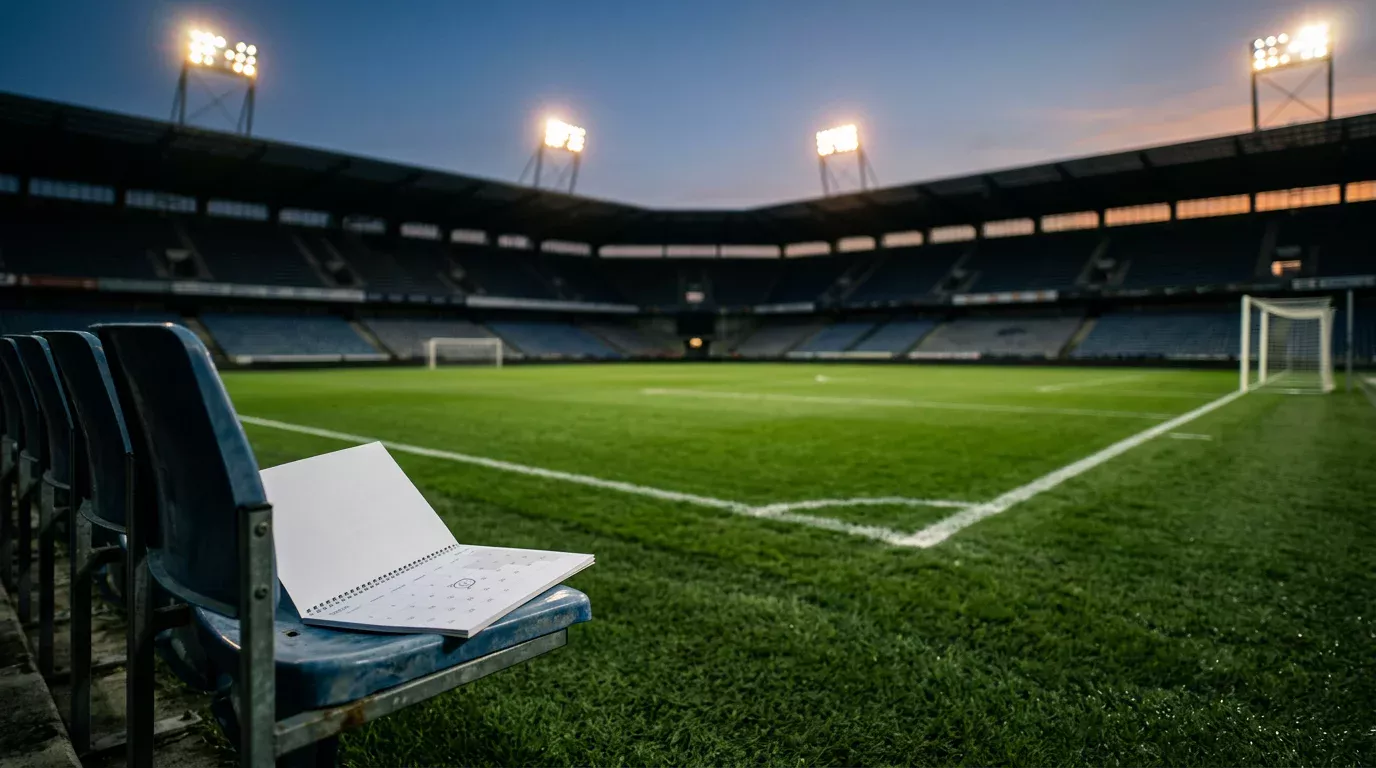 Trofeo de la UEFA Champions League con fondo dorado y calendario de la temporada 2025-26